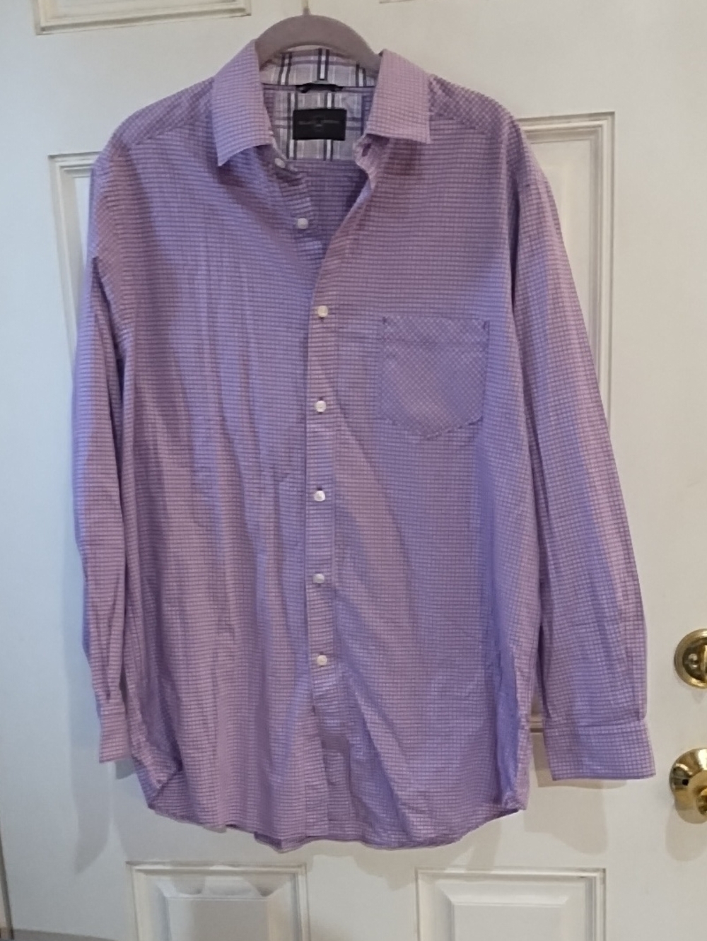 Black Brown 1826 Men's Lavender Check Button-Down Shirt